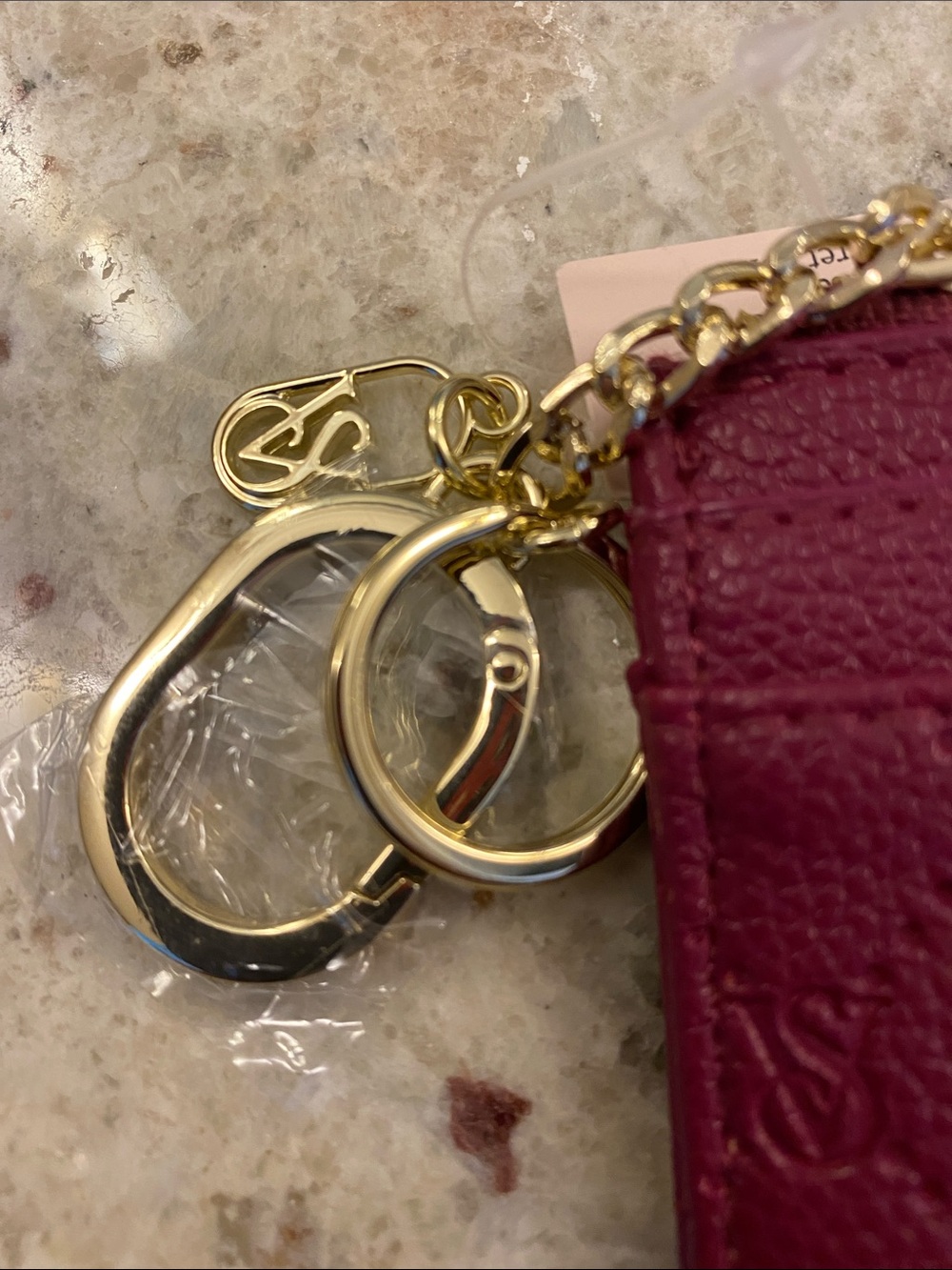 Victoria's Secret Burgundy zippered Card Holder Keychain bagcharm NWT - Picture 3 of 8